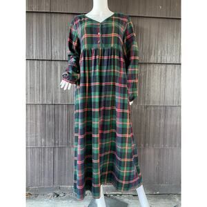 🔥Vintage Victoria’s Secret Plaided Cotton Cottage Country Prairie Nightgown L